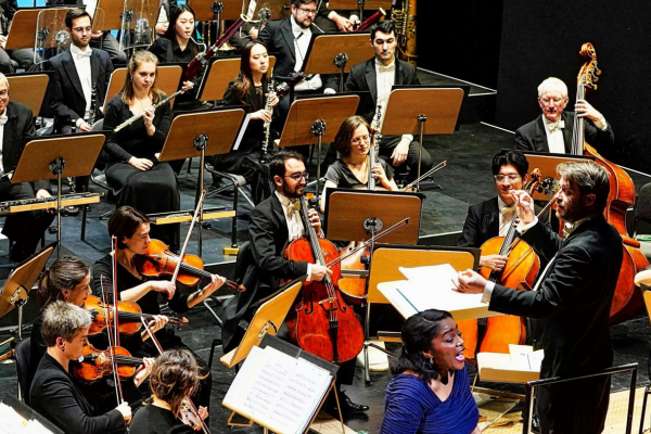 Daniel Carter dirigiert das philharmonische Orchester während des Neujahrskonzertes