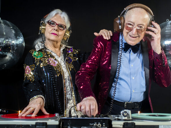 An,Amazing,Grandma,And,Grandpa,,Older,Couple,Djing,And,Partying