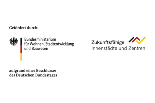 Logo Bundesministerium für Wohnen, Stadtentwicklung und Bauwesen und Logo Zukunftsfähige Innenstädte und Zentren